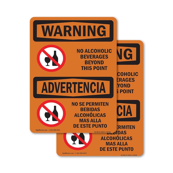 Signmission No Alcoholic Beverages Bilingual, 3.5 in W x Rectangle, Vinyl Decal OS-2PACK-WS-D-35-L-12696 - main